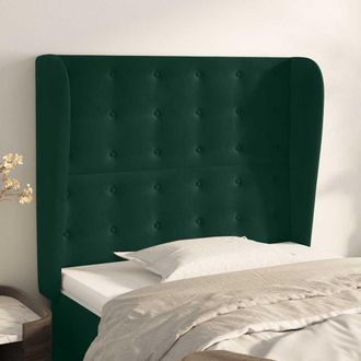 vidaXL Vidaxl Cabecero Con Orejas De Terciopelo Verde Oscuro 93x23x118/128 Cm