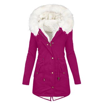 Generic Winter Coats for Women UK Hooded Parka Coat Thick Fleece Lined Jackets Ladies Winter Coats with Pockets Outdoor Full Zip Outerwear Warm Padded Windpro