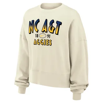 Nike Womens College (North Carolina A&T University) Phoenix Fleece Crewneck Sweatshirt in White | W33302NCAT26-SAI