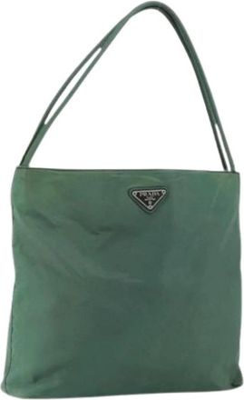 Prada Pre-owned Tote Bags, female, Green, Size: ONE SIZE Pre-owned Nylon Tote Bag