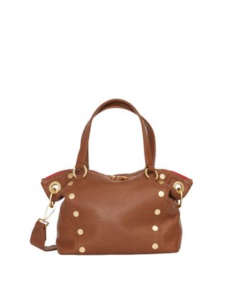 Hammitt Hammitt Daniel Mahogany Pebble Brushed Gold Red Zip Med