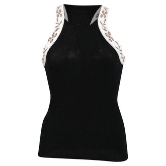 Max Mara Pleiadi Sequin-Embellished Tank Top in Black Wool