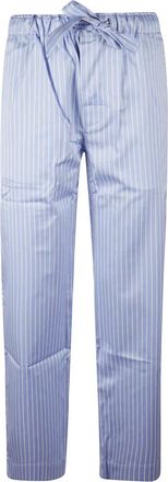 Tekla Pyjamabroek van satijn - Dames - Straight fit broeken - Blauw - S - Satijn - Broeken