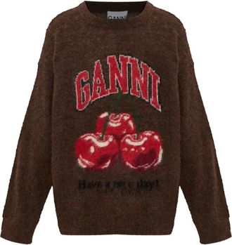Ganni Maglione con stampa - Marrone