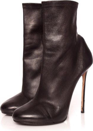 Dsquared2 black soft stretch leather ankle boots