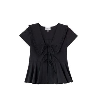 Ganni Ruffled-collar Peplum Blouse