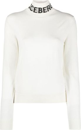 Iceberg logo-print virgin wool jumper - women - Virgin Wool - M - White