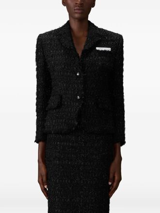 Thom Browne frayed ribbon tweed blazer - Nero