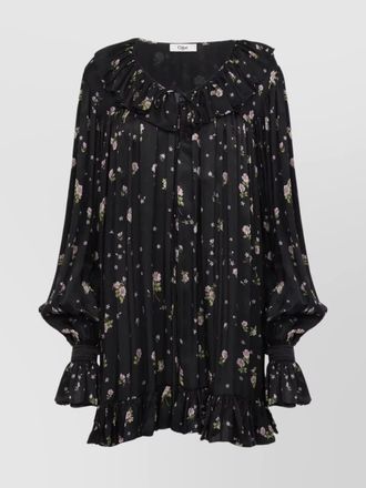 Chlo&eacute; mini dress pleated ruffles