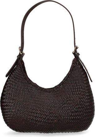 Dragon Diffusion Neutrals Half Moon Woven Leather Shoulder Bag