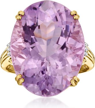 Ross-Simons Amethyst Ring With Diamonds in 14kt Yellow Gold