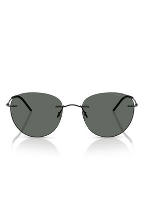 Armani 53mm Round Sunglasses in Matte Black /Dark Grey at Nordstrom
