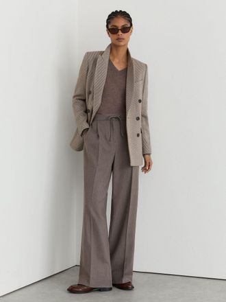 Reiss Neutral Petite Wide-leg Pull-on Drawstring Trousers, 10