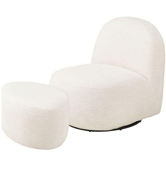 Moloo Sill&oacute;n giratorio y puf a juego en tela color crudo