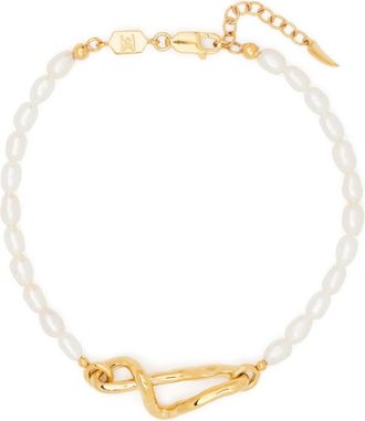 Missoma Molten seed-pearl knot bracelet - women - Pearl/Sterling Silver/Recycled 18kt Gold Vermeil/18kt Gold Plated Silver - M - White