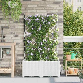 Berkfield Home Garden Planters with Water Irrigation System 2 pcs White