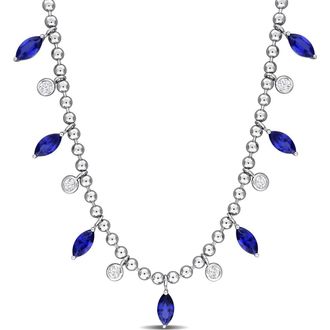 Delmar Lab Created Sapphire & Lab Created White Sapphire Necklace in Blue at Nordstrom Rack