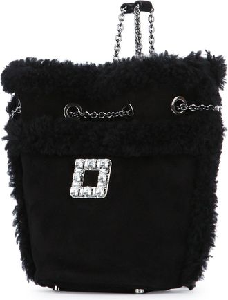 Roger Vivier Womens Crystal-Embellished Quilted Backpack Black Fabric With