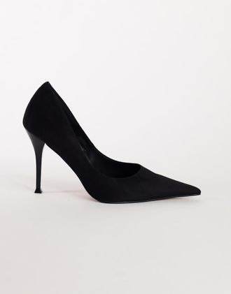 Topshop Alexander d&eacute;collet&eacute; con tacco alto in camoscio sintetico nero