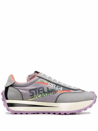 Stella McCartney logo-print low-top sneakers - women - Artificial Leather/Fabric/Rubber/Fabric - 36 - Grey