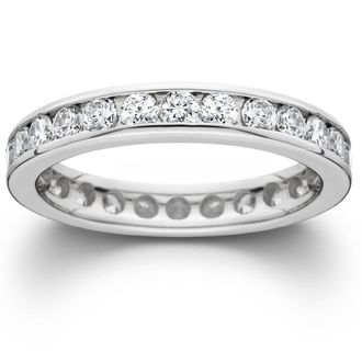 Pompeii3 1 1/2ct Channel Set Diamond Eternity Ring 14K White Gold Lab Grown Wedding Band Size Selectable