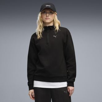 Puma Felpa con zip Essentials Elevated Standard da donna, Abbigliamento, Nero, XL