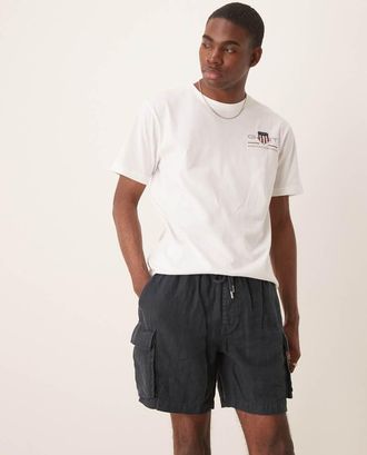 GANT Pantaloncini cargo in lino blu navy