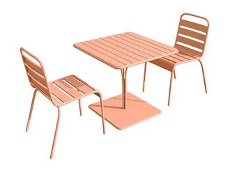 Vente-Unique Comedor de jardín de metal - una mesa de 80 cm y 2 sillas apilables - naranja claro - MIRMANDE de MYLIA