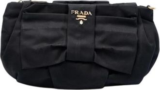 Prada Pre-owned Nylon Bow Clutch - Dames - Vintage Clutch - Zwart - ONE Size - Nylon - Vintage