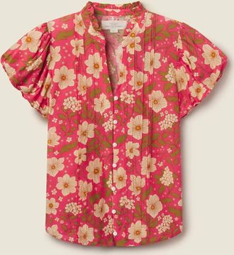 Trovata Womens Luna Puff Sleeve Blouse In Rancho Rose