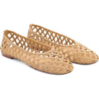 Mango Open Weave Ballet Flat in Medium Brown at Nordstrom Rack, Size 10Us / 42Eu