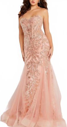 Jovani Sweetheart Neckline Embellished Dress In Blush
