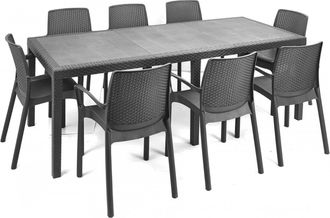 Dmora Tavolo Da Esterno Abbaviva, Ripiano Rettangolare Allungabile Da Pranzo, Tavolo Da Giardino Estensibile Effetto Rattan, 100% Made In Italy, 150/220x90h