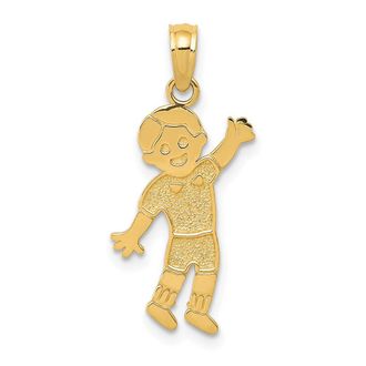 Diamond2Deal 14k Yellow Gold Boy Waving Pendant
