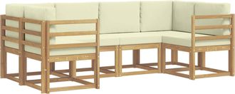 vidaXL Conjunto De Sof&aacute;s De Exterior 6 Uds. Blanco Y Crema Vidaxl