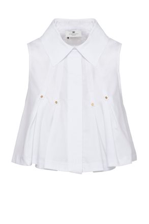 Elisabetta Franchi White Cotton Sleeveless Shirt