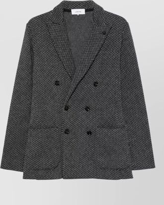 Lardini wool chevron double-breasted jacket