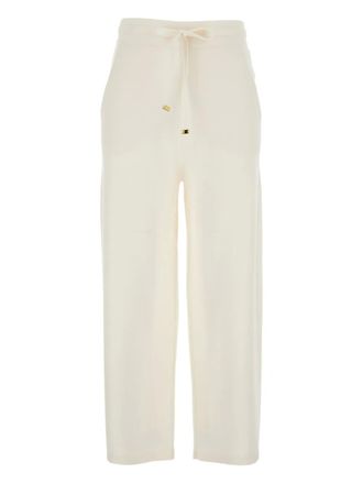 Elisabetta Franchi drawstring trousers - women - Virgin Wool/Cashmere - 40 - Neutrals