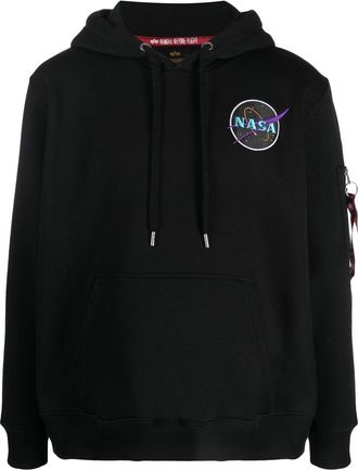 Alpha Industries graphic-print hoodie - men - Cotton/Polyester - L - Black
