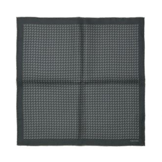 Tom Ford Silk Scarves, male, Green, ONE SIZE, Green Silk Pocket Square with Square Print