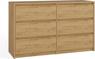 OEM C&oacute;moda Moderna Con 6 Cajones En Roble Artesanal: Grande Y Funcional Para El Dormitorio, La Sala De Estar O La Habitaci&oacute;n Infantil