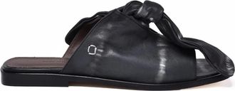 Collection Priv&eacute;e Black Twisted Knot Leather Slide Sandals