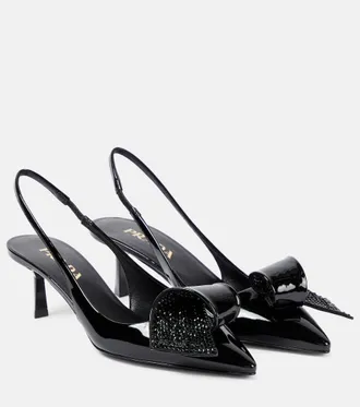 パンプス PRADA SLATE GREY SATIN DECOLLETE WITH CUT OUT Prada Slate grey satin décolleté with cut out | TheDoubleF