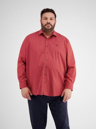 Lerros Langarmhemd LERROS LERROS Modisches Hemd mit Haifischkragen, gemustert, Herren, Gr. 5XL, extraweit, rot (urban rot), 97% Baumwolle, 3% Elasthan, Hemde
