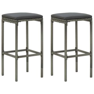 vidaXL Vidaxl - Taburetes De Cocina Con Cojines 2 Uds Rat&aacute;n Sint&eacute;tico Gris