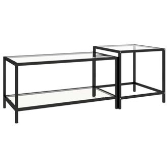 Berkfield Home Tea Tables 2 pcs Tempered Glass Transparent in Clear