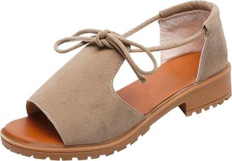 Generic SummerWomen Shoes Open Toe Thick Bottom Breathable Versatile Mid Heel Womens Casual Strappy Sandals Summer for (White, 5.5)