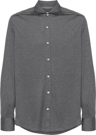 Brunello Cucinelli m&eacute;lange jersey shirt - men - Cotton/Silk - 5XL - Grey