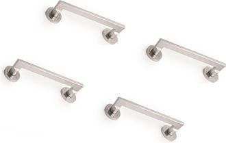 Emuca Lote De 4 Tiradores Rectos Con Rosetas De Di&aacute;metro 50mm Para Puertas Correderas, Aluminio, N&iacute;quel Satinado - Emuca