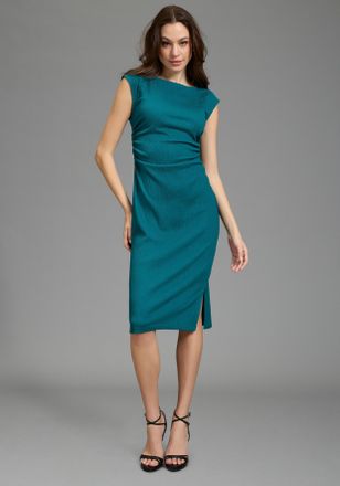 Bruno Banani Abendkleid BRUNO BANANI, Damen, Gr. 34, N-Gr, petrol, Jersey, Obermaterial: 98% Polyester, 2% Elasthan, unifarben, figurbetont wadenlang, U-Boot-Aussc